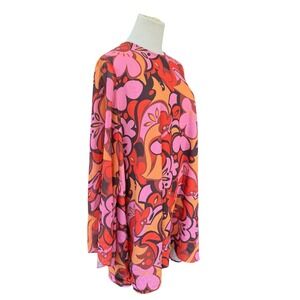 Twisted Wunder London Pink Orange Floral Psychedelic Mini Dress  US 14 retro